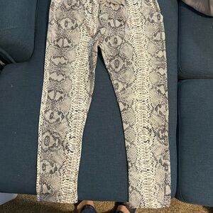 Snake Print Drawstring leggings Neutral Tones